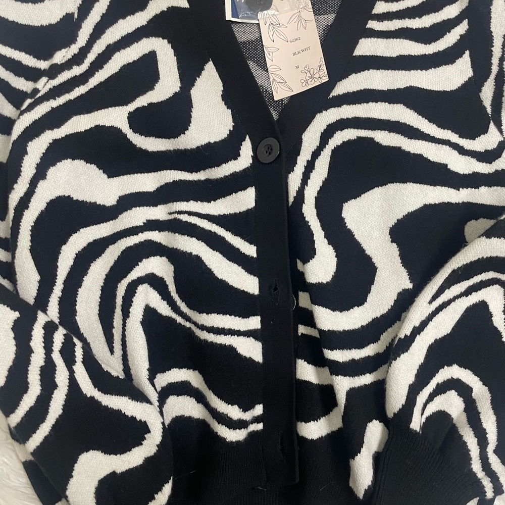 Black and White Zebra Print Women's Sweater